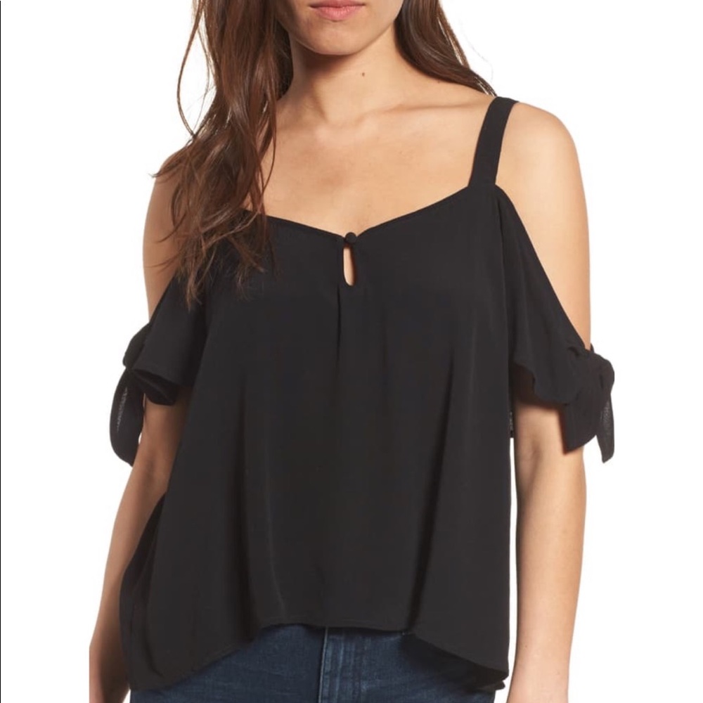 BP. Tie Sleeve Cold Shoulder Top